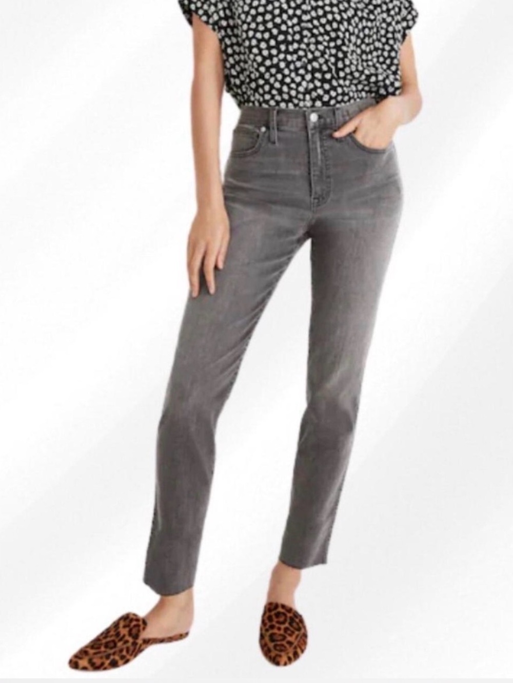 Madewell High Rise Slim Straight Gray Jeans Women’s Size 24 Petite
